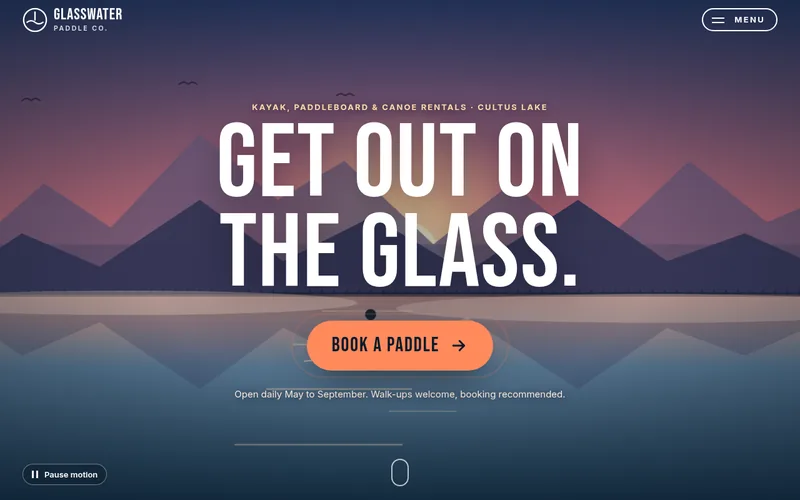 Preview of the Glasswater Paddle Co. sample website