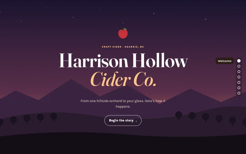 Preview of the Harrison Hollow Cider Co. sample website