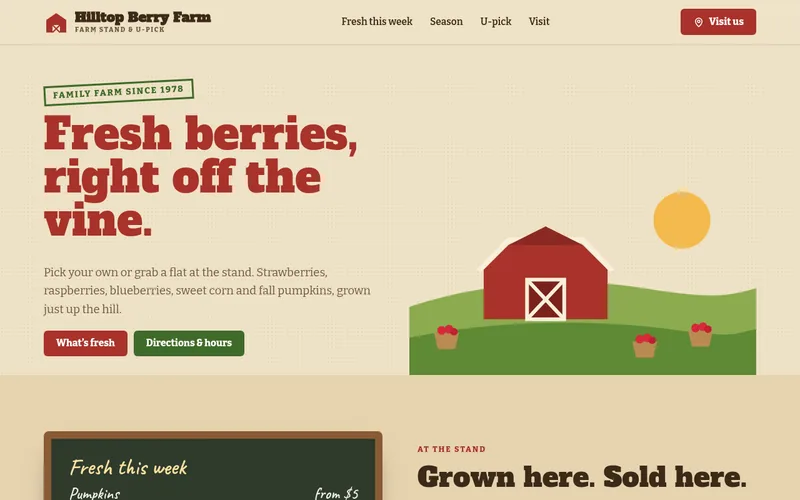 Preview of the Hilltop Berry Farm sample website