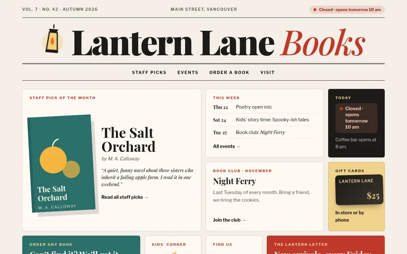 Preview of the Lantern Lane Books sample website