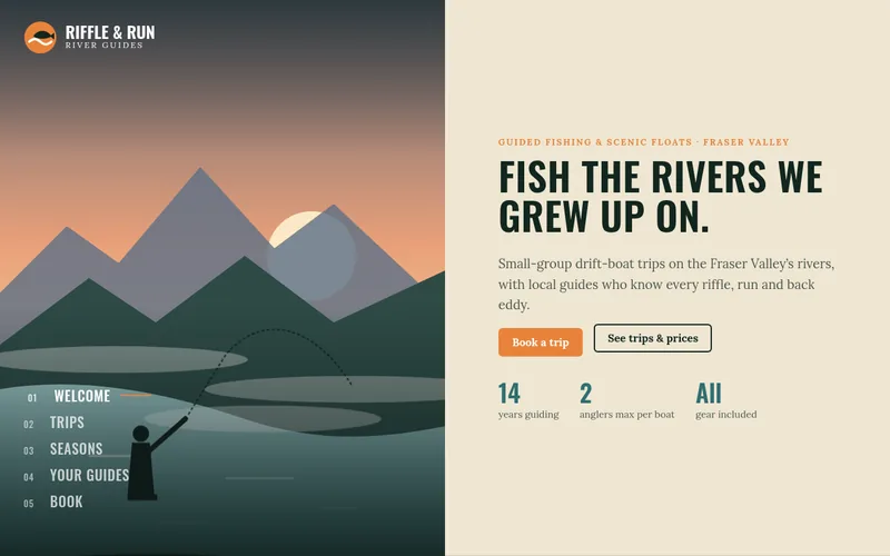 Preview of the Riffle & Run River Guides sample website
