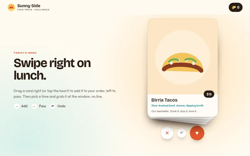 Preview of the Sunny Side Taco Truck sample website